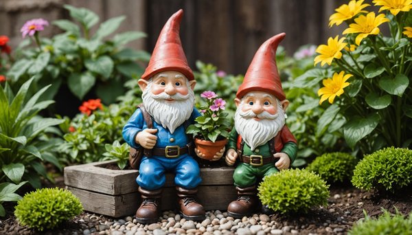 Décorez votre jardin avec des nains, sacs et plantes artificielles